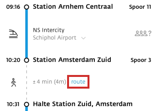 Looproute bekijken in 9292-app